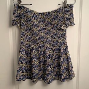 Floral Print Smocked off the Shoulder Top